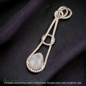 White Rainbow Pendant pear handmade Sterling Silver 925 Jewelrey Wadding gift - Picture 1 of 6