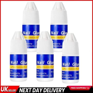 False Nail Glue 5x 3g Bottles Extra Strong Fake False Nail Glue Nail Art UK - Picture 1 of 7