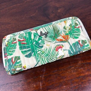 Cartera de muñeca con cremallera Lug Straddle aves tropicales crema sin correa ranuras CC - Imagen 1 de 12