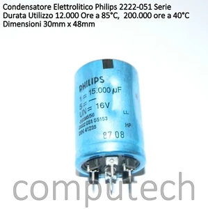 15000uF 16V 85°C CondensatoreElettrolitico PHILIPS 2222 051 Lunga Vita 12000 ore - Picture 1 of 4