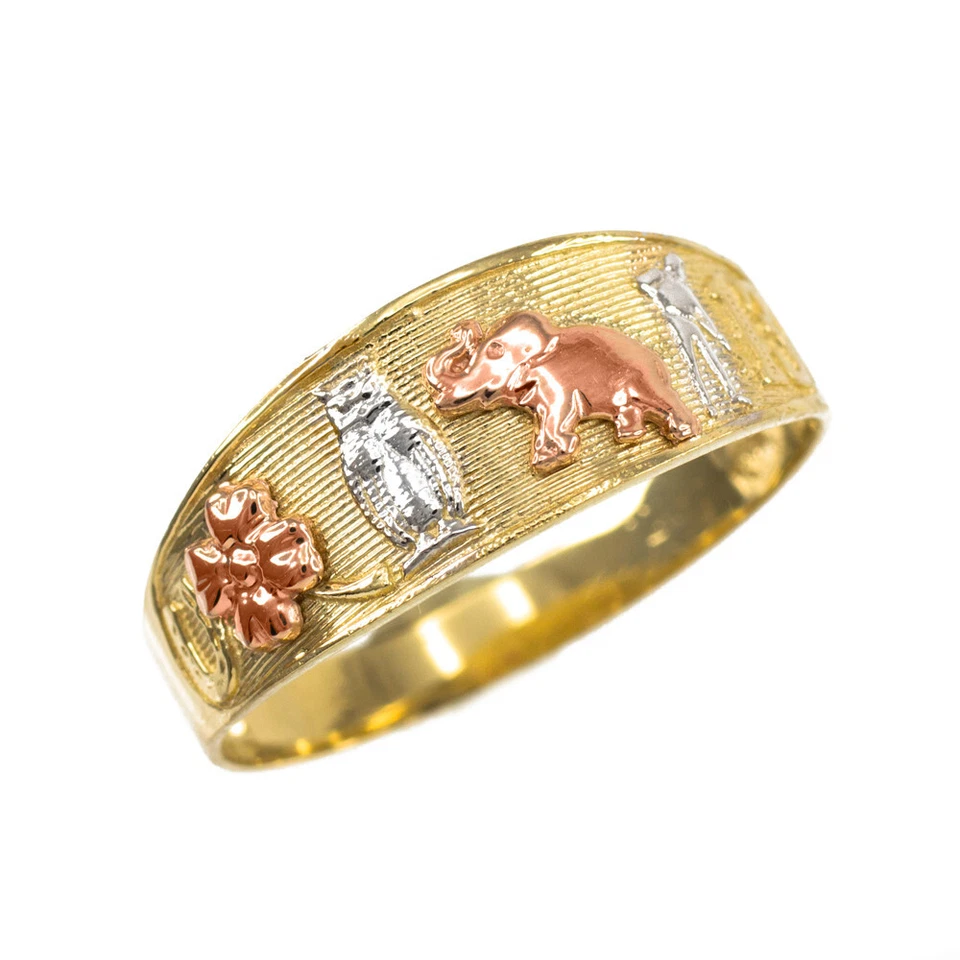 Solid Three-tone Gold Lucky Ring - Image 1 of 1