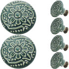 6pcs Ceramic Drawer Knob Round Light Green Cupboard Handles