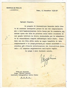 W944-AUTOGRAFO VINCENZO AZZOLINI GOVERNATORE BANCA D'ITALIA - Picture 1 of 1