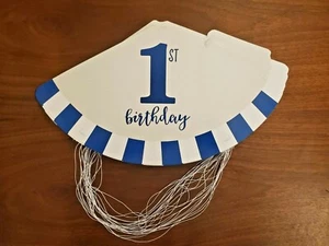 1st Birthday Party Cone Hats (5 x 7 in, 24 Pack) Blue - Picture 1 of 6