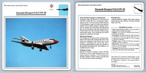 Dassault-Breguet FALCON 20 - Recon. & Obs - Warplanes Collectors Club Card - Picture 1 of 1