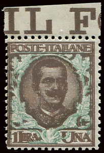 Floreale Lire 1 varietà doppia stampa del bruno - Picture 1 of 1