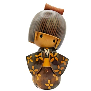 Vintage Japanese Traditional Kokeshi Doll By Ishida Tomion Signed Handmade 5.5" - Picture 1 of 24