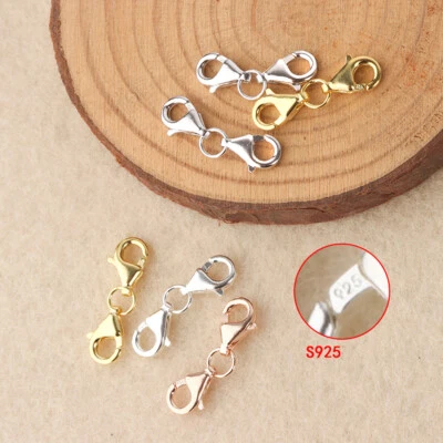 Double Lobster Clasp - Connector - Solid 925 Sterling Silver-Gold & Rose Plated - Image 1 of 4