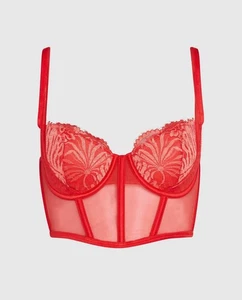 NUEVO CON ETIQUETAS La Senza Corsé Encaje Bustier Sexy Acolchado Forrado Sujetador Rojo Cayena Todas las Tallas S-XL+ - Imagen 1 de 17