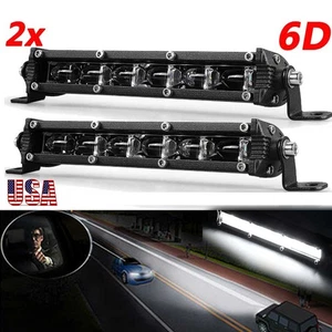 2x 7inch Slim LED Work Light Bar Spot Flood Offroad Driving ATV 4WD SUV 6000K 6D - Picture 1 of 14