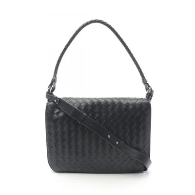 BOTTEGA VENETA Swing Messenger Intrecciato Bolso de Hombro Cuero Negro NUEVO BV Foto 1 de 4