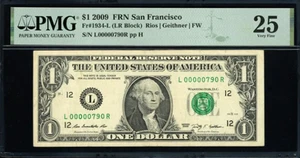 2009 $1 San Francisco Federal Reserve Note *Very Low Serial Nos* PMG Very Fine - Picture 1 of 2