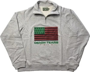 Denim Tears ADG Pan afrikanische Flagge Viertel Reißverschluss grau Sweatshirt XXL brandneu - Bild 1 von 9
