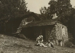 Switzerland France Alps? View Mountain Stone cottage Old Pictorialist Photo 1910 - Imagen 1 de 3