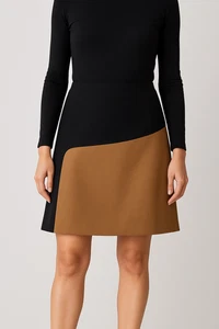 Harve Bernard Women’s Wool Skirt Size 14 NWT 2-Tone Color Block Lined A-Line - Picture 1 of 7