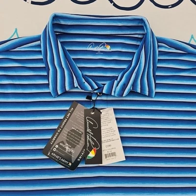 Camisa polo de golf Arnold Palmer a rayas azules para hombre talla XXL nueva con etiquetas Foto 1 de 4