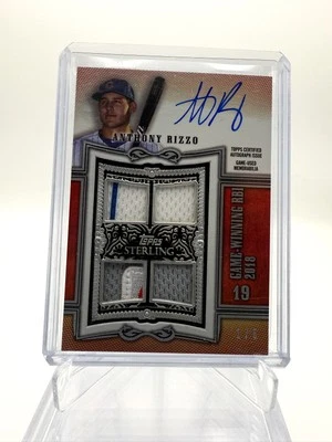 2020 Topps Sterling Anthony Rizzo Autograph Relics Red SWAR-ARI Chicago Cubs /5 - Image 1 of 2