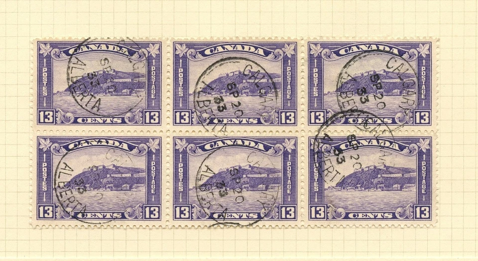 Canada #201, 13 cent used block of 6 with light Calgary cancel. Pls see scan. — 第 1/1 张图片