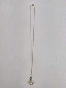 Vintage goldfarbene Halskette Kunstperlen Träne Anhänger 18" Kette Damenschmuck - Bild 1 von 7