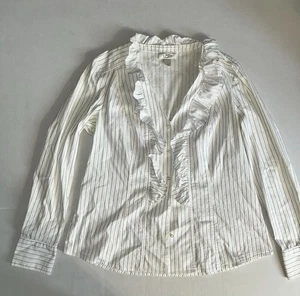 Ann Taylor Loft Gr. L weiß gestreifte Langarm Bluse  - Bild 1 von 6