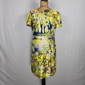 Tahari Arthur S. Levine Petite 12P Watercolor Impressionist Floral Sheath Dress - Picture 1 of 12