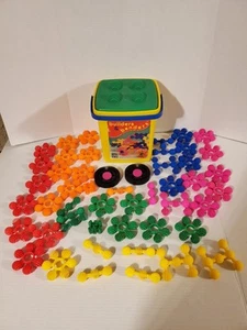 Vintage Discovery Toys Builders benders 49 Pieces With Bucket & Lid! - Picture 1 of 5