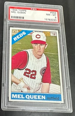 1966 Topps #556 Mel Queen Reds SHORT-PRINT PSA 8 Great Centering! - Image 1 of 2