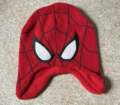 Vintage Spiderman Beanie With Ear Flaps, MARVEL, Medium Sized Foto 1 de 4