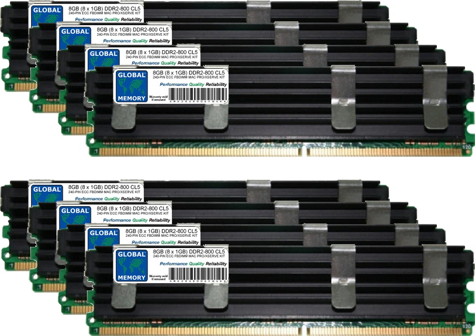8GB (8x1GB) DDR2 800MHz PC2-6400 240-PIN ECC FBDIMM MAC PRO EARLY 2008 RAM KIT - Image 1 of 1