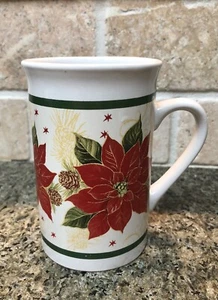 Vintage Royal Norfolk 12 Unzen Kaffeetasse - Weihnachtsstern Tannenzapfen Weihnachtsdesign - Bild 1 von 7