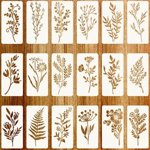 Reusable Flower Stencils 18PCS DIY Templates for Painting on Wood Wall Decor - Picture 1 of 8