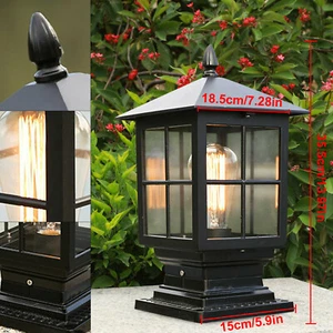 Outdoor Lamp Post Light Fixture Vintage Black Lantern Garden Gate Column Light - Picture 1 of 12