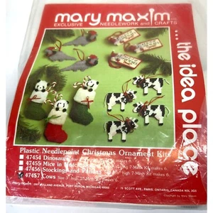 Mary Maxim Plastic Needlepoint Christmas Ornament Kits 6 Cows - Picture 1 of 4