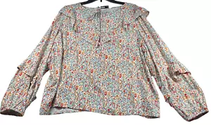 Sonoma Blouse Womens size XL Floral Long Sleeve Peasant Vneck Top New - Picture 1 of 7