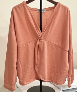 ABSOLUTELY FAMOUS Women's Sweatshirt Pullover Long Sleeve 3X V-Neck Coral NWT - Picture 1 of 8