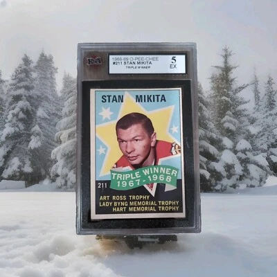 1968-69 OPC #211 STAN MIKITA TRIPLE TROPHY WINNER! KSA 5 EX Chicago Blackhawks  - Image 1 of 3