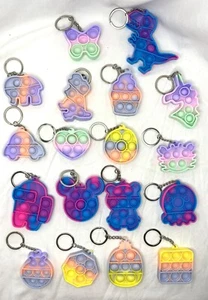 18 Push Pop Bubble It Sensory Fidget Toy Stress Relief Keychains - Picture 1 of 3