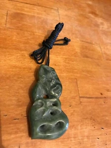 Neuseeland Hei Tiki Maori Pounamu Jade Greenstone Kordel Halskette - Bild 1 von 9