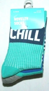 6 Pair Multi-Color Chill, Rad, Fresh Novelty Socks Sock Size 6-8.5 - Picture 1 of 3