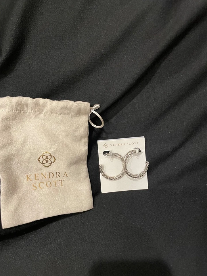 Kendra Scott Silver Filigree Maggie 1.5 Hoop Lightweight Earrings Jewelry