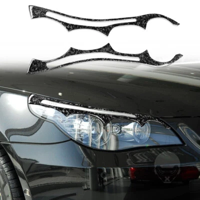 2 PIEZAS Para BMW Serie 5 E60 004-010 Fibra de Carbono Faro Párpado Cejas Borde U Foto 1 de 2