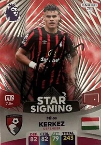 Actualización de tarjeta firmada a mano Panini Adrenalyn XL 24 AFC Bournemouth Milos Kerkez - Imagen 1 de 1