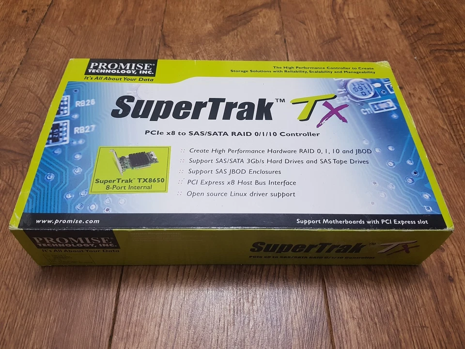 8 Internal SFF-8087 Port SAS SATA-II RAID PCI-e x8 Promise SuperTrak TX8650 - Image 1 of 4
