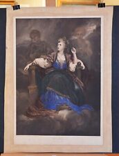  Early hand colored engraving,1778, Ms Siddons by Sir Joshua Reynolds, Large