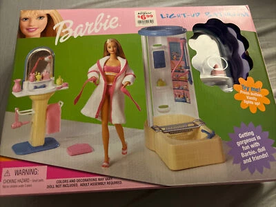 Mattel Barbie Bathroom Furniture Playset Light Up Bathroom Vanity NRFB Working!! - Image 1 of 4