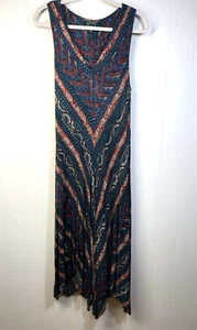 Ralph Lauren LRL Handkerchief Midi Dress Medium Muted Red Blue Sleeveless July 4 - Picture 1 of 12