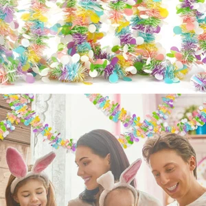 2/10M Easter Garlands Stripe Tinsel DIY Wreath Spring Easter Decoration Ornamen - Picture 1 of 23