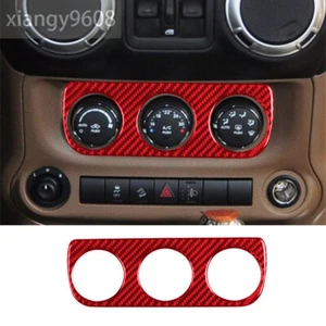 Red Carbon Fiber Air Conditioner Switch Panel Cover For Jeep Wrangler JK 2011-17 - Picture 1 of 12