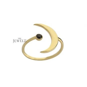 Anillo abierto luna creciente diamante negro VS/F-G oro 14K 0,08 quilates - The Jewelz - Imagen 1 de 4