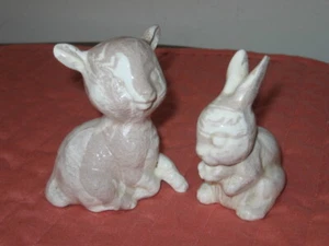 2 Pcs St Helens Ashware Marbled Easter Lamb & Bunny Figurines Cougar, WA Signed - Bild 1 von 9